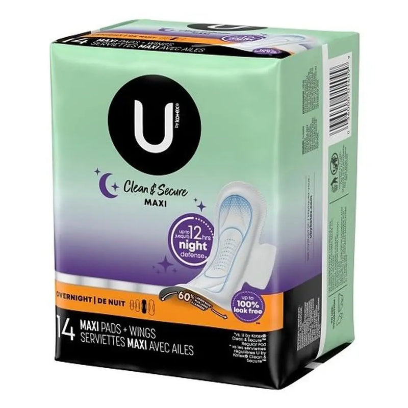 U by Kotex U by Kotex Premium Overnight Maxi Pads with Wings, Max Absorbency (112 Count Case) Feminine Pads & Protectors Black