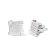 Bids.com 10K White Gold 1/2 Cttw Composite  Princess Diamond Square and Swirl Stud Earrings (I-J Color, I1-I2 Clarity) Earrings White Smoke White.Gold / 0.5