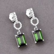 Bids.com 2.28 Carat Genuine Green Tourmaline and White Diamond 14K White Gold Earrings Earrings Light Slate Gray