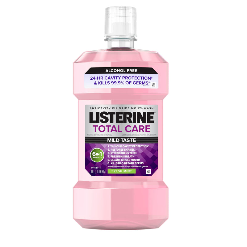 Listerine Listerine Total Care Zero Alcohol-Free Anticavity Mouthwash, Fresh Mint - 250 mL (8.5 fl oz) Mouthwash White Smoke