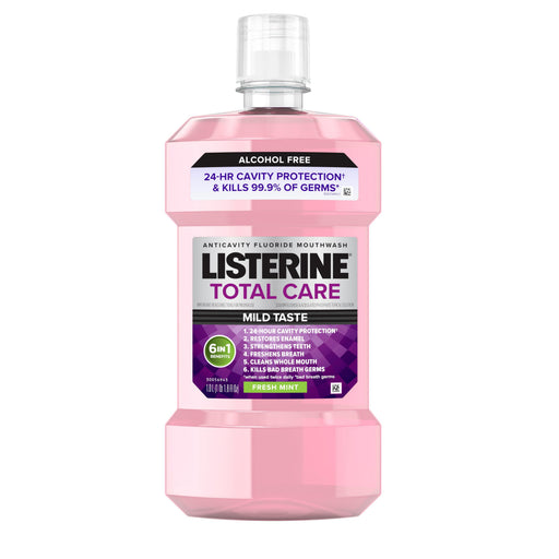 Listerine Listerine Total Care Zero Alcohol-Free Anticavity Mouthwash, Fresh Mint - 250 mL (8.5 fl oz) Mouthwash White Smoke