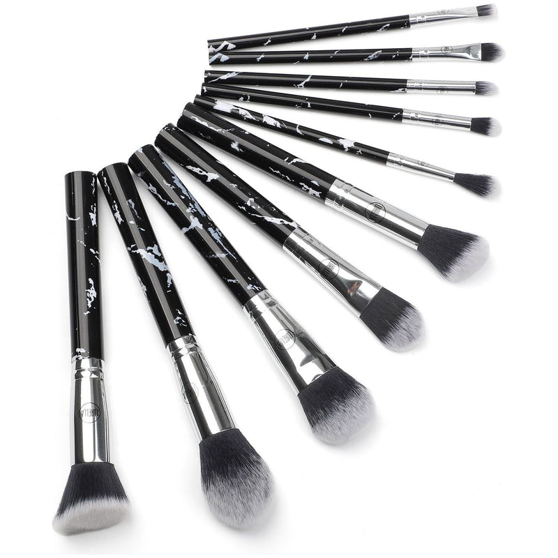 Lurella Cosmetics Deluxe Marble Brush Set Brush Set Dark Slate Gray Black,Pink,White