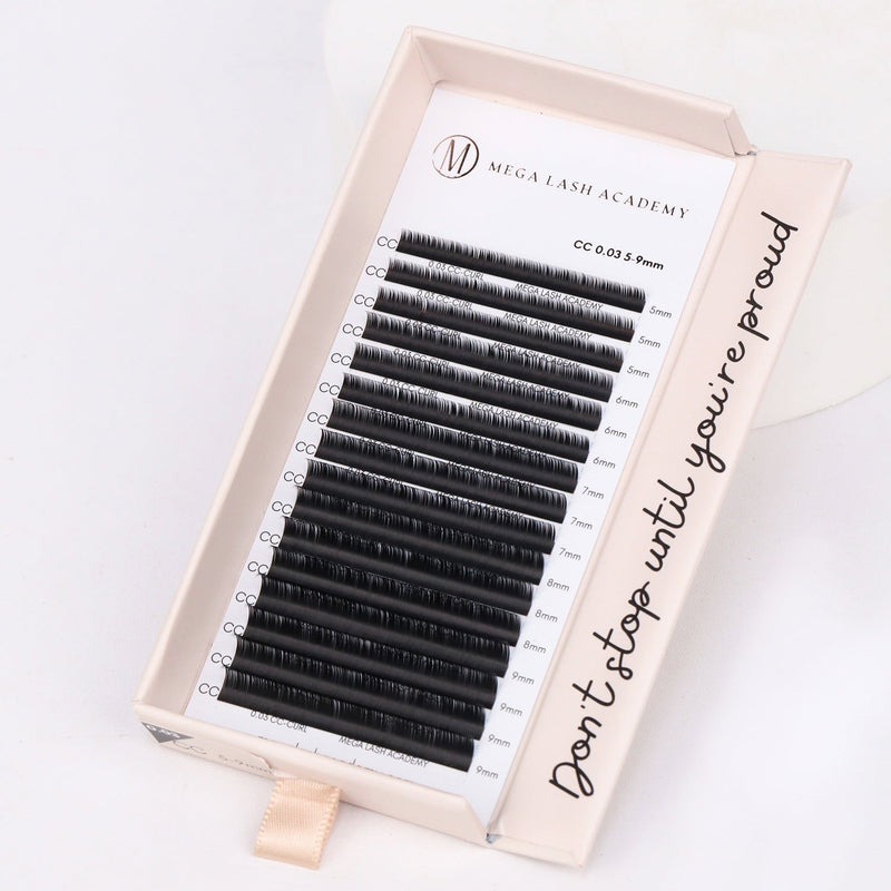 Mega Lash Academy 0.07 Cashmere Ultra Dark Volume Lash Trays Lavender C / Mixed 7-14 mm,CC / Mixed 7-14 mm,D / Mixed 7-14 mm