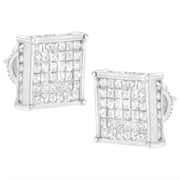 Bids.com 10K White Gold 2ct TDW Princess-Cut Composite Diamond Stud Earring (I-J ,I2-I3) Earrings White Smoke White.Gold / 2
