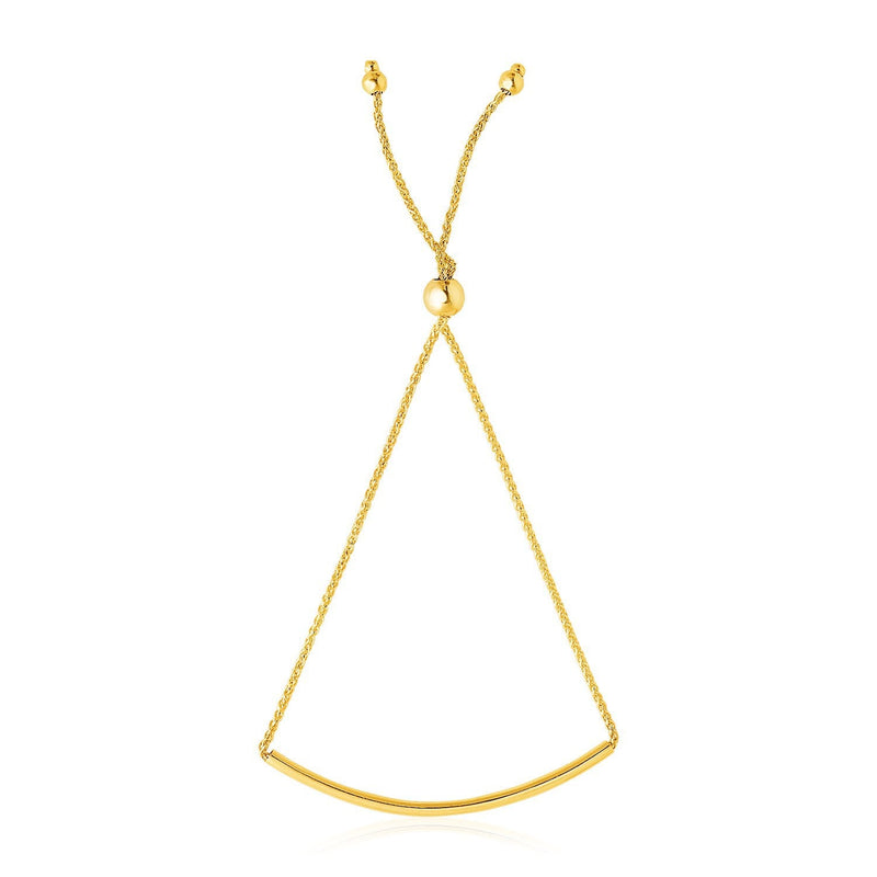 Bids.com 14k Yellow Gold Smooth Curved Bar Lariat Design Bracelet Bracelets White Smoke 9.25 / Yellow Gold