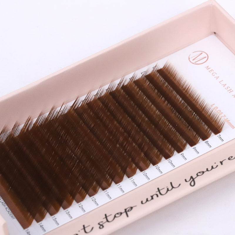 Mega Lash Academy Brown Cashmere Volume - Caramel Lash Trays Dark Slate Gray 0.05 / L / Mixed 7-14 mm