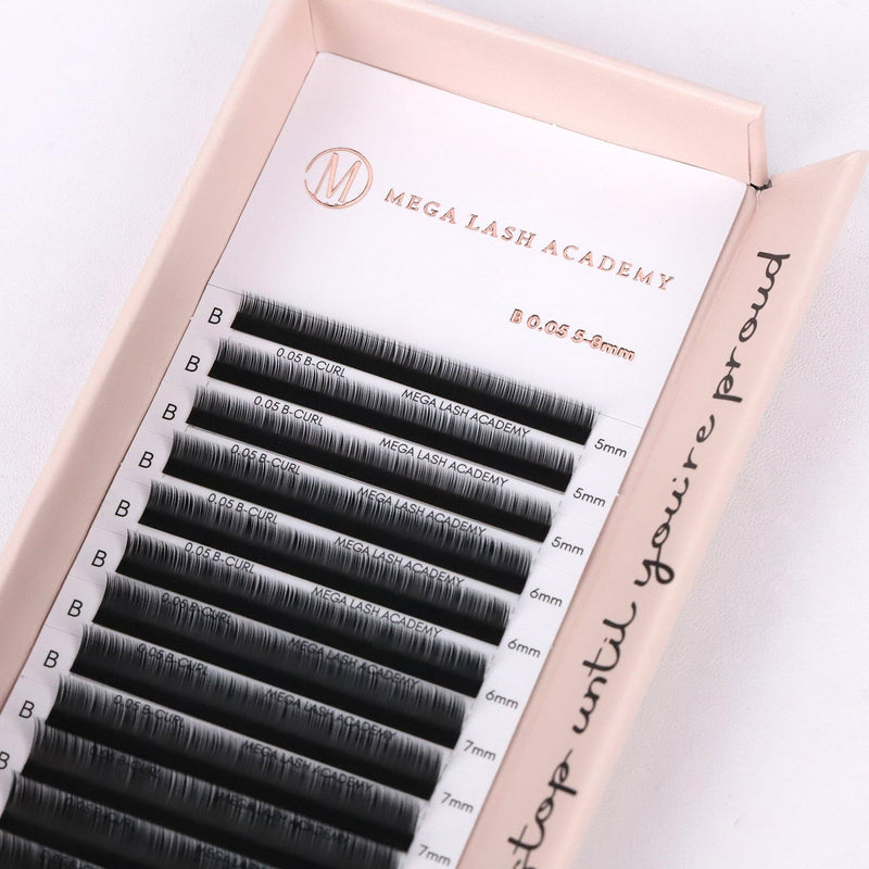 Mega Lash Academy 0.05 Cashmere Ultra Dark Volume Lash Trays Dark Slate Gray B / Mixed 5-9 mm