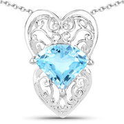 Bids.com 4.65 Carat Genuine Swiss Blue Topaz .925 Sterling Silver Pendant Pendants White Smoke
