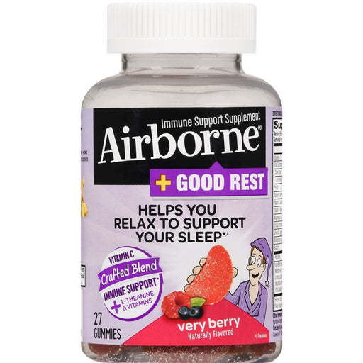 Airborne Airborne + Good Rest Immune Support Supplement vitamins 27 Gummies Vitamins & Supplements White Smoke