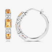 Bids.com 2.88 Carat Genuine Citrine and White Topaz .925 Sterling Silver Earrings Earrings White Smoke