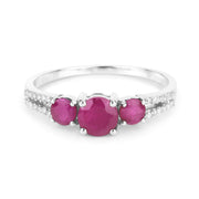 Bids.com 1.02 Carat Genuine Ruby and White Diamond 14K White Gold Ring Rings White Smoke size 6.00,size 7.00,size 8.00