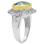 Bids.com Two Tone Plated 5.01 Carat Genuine Blue Topaz & White Topaz .925 Sterling Silver Ring Rings White Smoke size 6.00,size 7.00,size 8.00,size 9.00