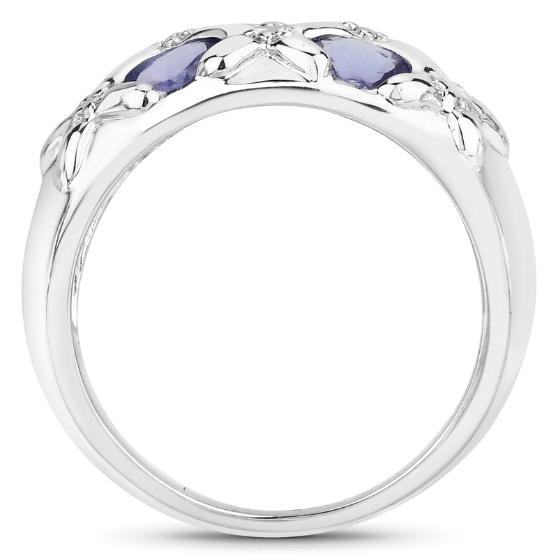 Bids.com 2.31 Carat Genuine Tanzanite .925 Sterling Silver Ring Rings White Smoke size 6.50,size 8.00,size 9.00,size 5.00,size 6.00,size 7.00