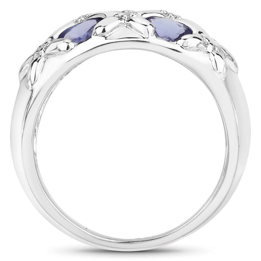 Bids.com 2.31 Carat Genuine Tanzanite .925 Sterling Silver Ring Rings White Smoke size 6.50,size 8.00,size 9.00,size 5.00,size 6.00,size 7.00