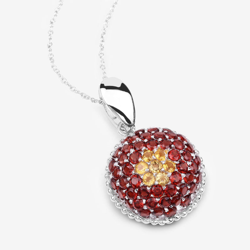 Bids.com 4.57 Carat Genuine Citrine and Garnet .925 Sterling Silver Pendant Pendants White Smoke