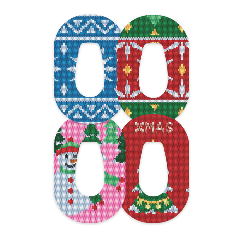 Peelz Ugly Sweater Variety Dexcom G6 Patch Tape - Pump Peelz Patch Medical Tape White Smoke 12-Pack (Set of 12 Patches),4-Pack (Set of 4 Patches)