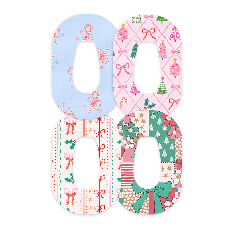 Peelz Pretty in Pink Holiday Variety Dexcom G6 Patch Tape - Pump Peelz Patch Medical Tape White Smoke 12-Pack (Set of 12 Patches),4-Pack (Set of 4 Patches)