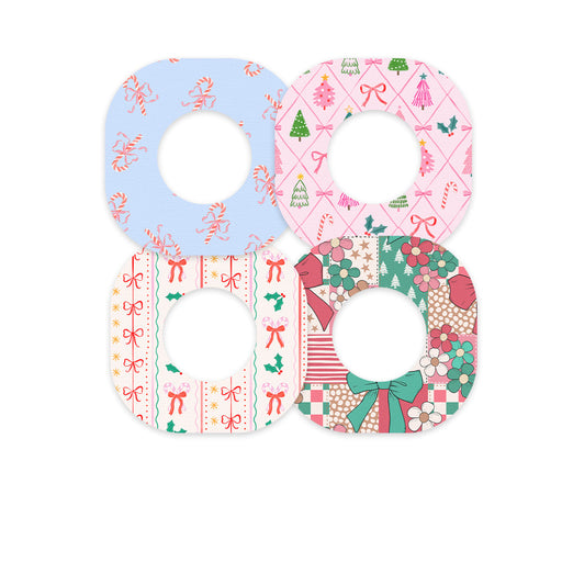 Peelz Pretty in Pink Holiday Variety Dexcom G7 and Stelo Patch Tape - Pump Peelz Patch Medical Tape White Smoke 12-Pack (Set of 12 Patches),4-Pack (Set of 4 Patches)