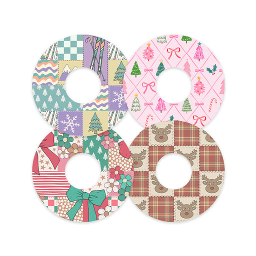 Peelz Holiday Patchwork Variety Patch Tape Designed for the FreeStyle Libre 3 Plus & Lingo  - Pump Peelz Patch Medical Tape White Smoke 12-Pack (Set of 12 Patches),4-Pack (Set of 4 Patches)