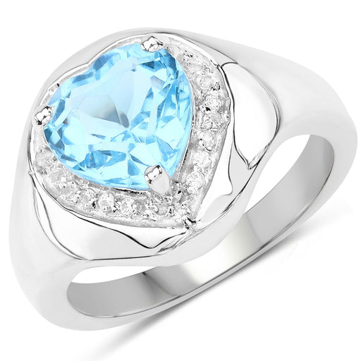 Bids.com 2.23 Carat Genuine Swiss Blue Topaz and White Topaz .925 Sterling Silver Ring Rings White Smoke size 7.00,size 9.00,size 6.00,size 8.00