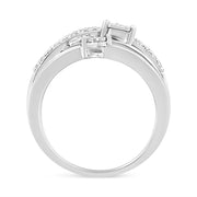 Bids.com .925 Sterling Silver 1/5 Cttw Miracle-Set Diamond Heart Cross-Over Bypass Ring (I-J Color, I2-I3 Clarity) - Size 7 Rings White Smoke 9 / White.Sterling Silver,8 / White.Sterling Silver,6 / White.Sterling Silver,7 / White.Sterling Silver