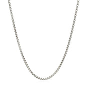 Bids.com Sterling Silver Rhodium Plated Round Box Chain 1.8mm Necklaces White Smoke 18 / Sterling Silver,20 / Sterling Silver,22 / Sterling Silver,24 / Sterling Silver