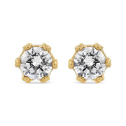 Bids.com 14K Yellow Gold 2.0 Cttw Round Diamond Crown Stud Earrings (I-J Color, I1-I2 Clarity) Earrings White Smoke Yellow.Gold / 2