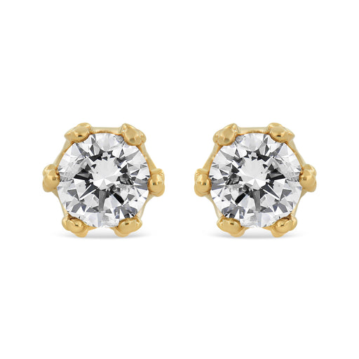 Bids.com 14K Yellow Gold 2.0 Cttw Round Diamond Crown Stud Earrings (I-J Color, I1-I2 Clarity) Earrings White Smoke Yellow.Gold / 2