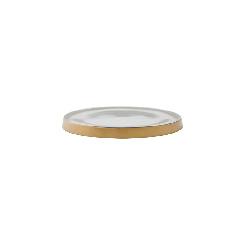 Rosy Rings Glass Accent Botanical Candle Plate Candle Plate Light Gray
