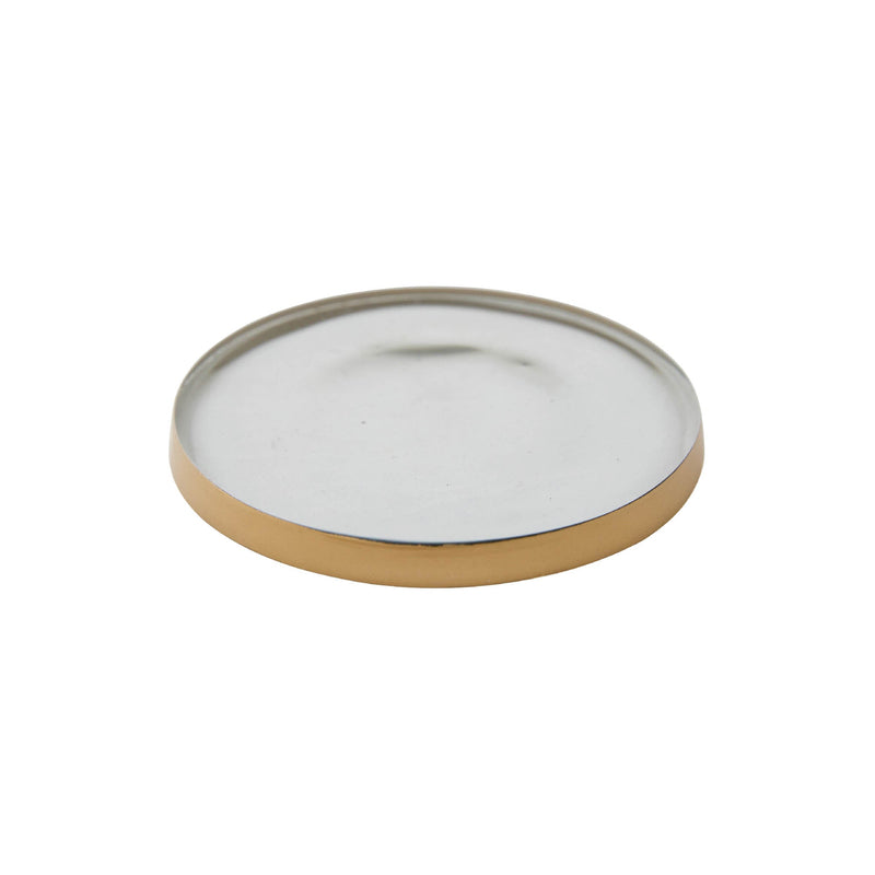 Rosy Rings Glass Accent Botanical Candle Plate Candle Plate Light Gray