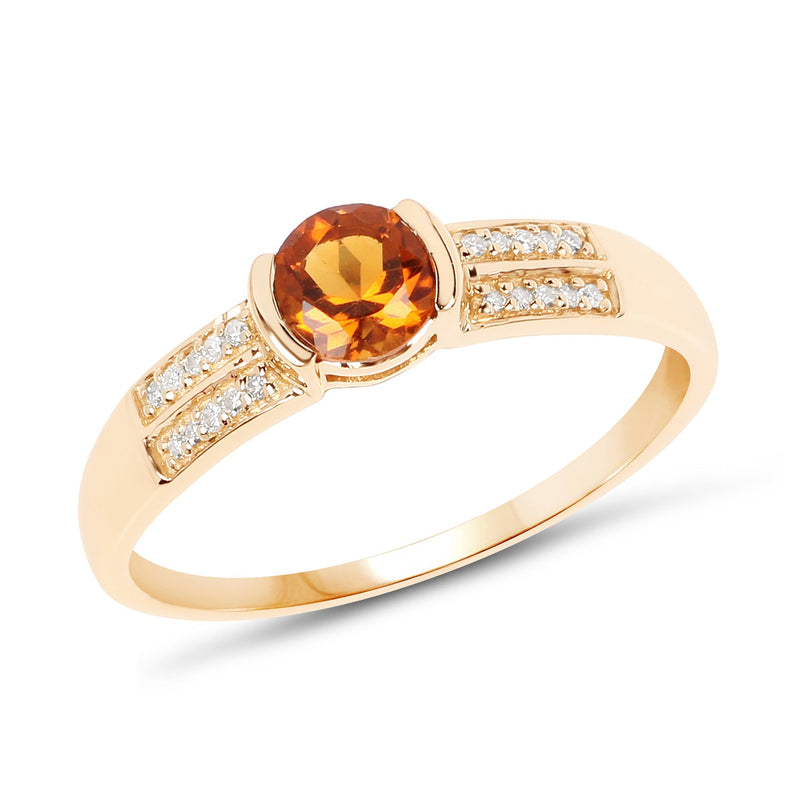 Bids.com 0.51 Carat Genuine Citrine and White Diamond 14K Yellow Gold Ring Rings White Smoke size 6.00,size 7.00,size 8.00,size 5.00,size 9.00