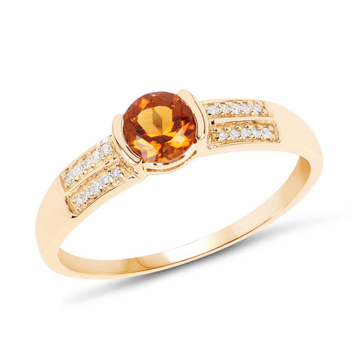 Bids.com 0.51 Carat Genuine Citrine and White Diamond 14K Yellow Gold Ring Rings White Smoke size 6.00,size 7.00,size 8.00,size 5.00,size 9.00