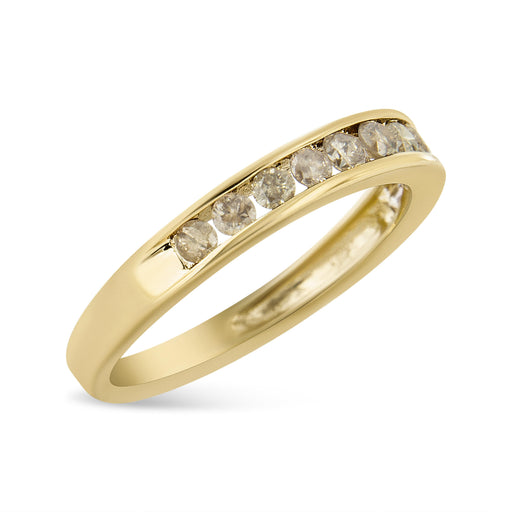 Bids.com 14K Yellow Gold Plated .925 Sterling Silver 1/2 Cttw Channel Set Round Champagne Diamond 11 Stone Band Ring (K-L Color, I1-I2 Clarity) - Size 7 Rings White Smoke 6 / Yellow.Sterling Silver,5 / Yellow.Sterling Silver,10 / Yellow.Sterling Silver,7 / Yellow.Sterling Silver,8 / Yellow.Sterling Silver,9 / Yellow.Sterling Silver