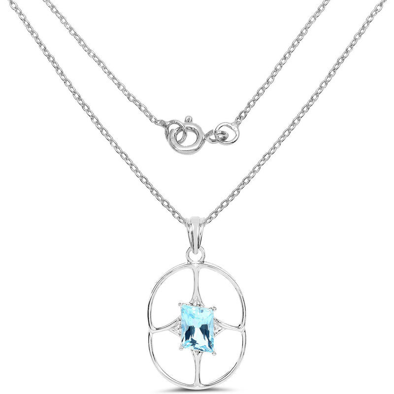 Bids.com 5.26 Carat Genuine Swiss Blue Topaz .925 Sterling Silver Pendant Pendants White Smoke