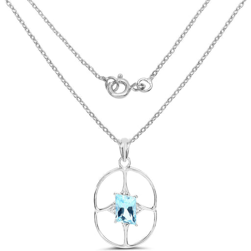 Bids.com 5.26 Carat Genuine Swiss Blue Topaz .925 Sterling Silver Pendant Pendants White Smoke