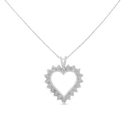 Bids.com .925 Sterling Silver 1/4 Cttw Miracle Set Diamond Open Heart 18" Pendant Necklace (I-J Color, I3 Clarity) Necklaces White Smoke White.Sterling Silver / 18