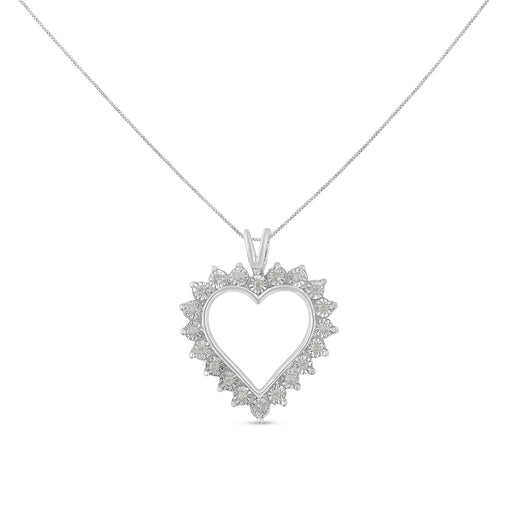 Bids.com .925 Sterling Silver 1/4 Cttw Miracle Set Diamond Open Heart 18" Pendant Necklace (I-J Color, I3 Clarity) Necklaces White Smoke White.Sterling Silver / 18