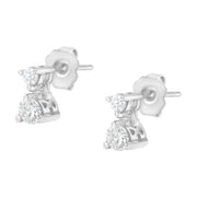 Bids.com 14KT White Gold 1/2 cttw Double Diamond Dangle Stud Earrings (H-I, I1-I2) Earrings White Smoke White.Gold / 0.5