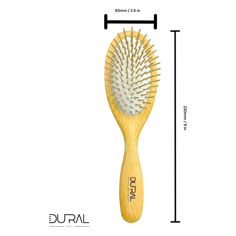 Dural Dural Beech wood rubber cushion hair brush with wooden pins Hair Brush Dark Khaki