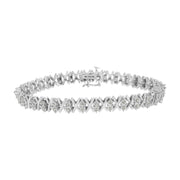 Bids.com .925 Sterling Silver 1.0 Cttw Diamond Miracle-Set X-Link 7" Tennis Bracelet (I-J Color, I3 Clarity) Bracelets White Smoke White.Sterling Silver / 7