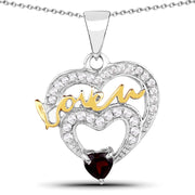 Bids.com 0.51 Carat Genuine Garnet and White Topaz .925 Sterling Silver Pendant Pendants White Smoke