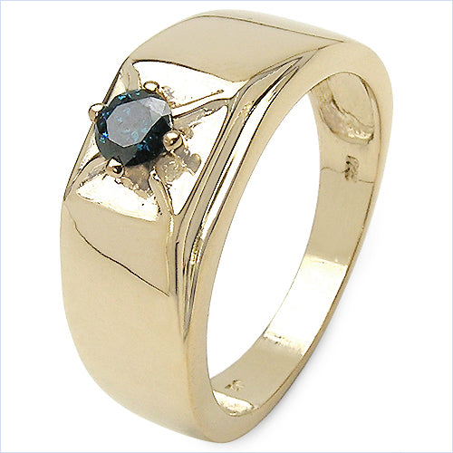 Bids.com 14K Yellow Gold Plated 0.25 Carat Genuine Blue Diamond .925 Sterling Silver Ring Rings White Smoke size 8.00,size 9.00,size 6.00,size 7.00
