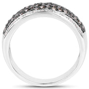 Bids.com 0.87 Carat Genuine Champagne Diamond and White Diamond .925 Sterling Silver Ring Rings White Smoke size 7.00,size 8.00,size 6.00,size 9.00
