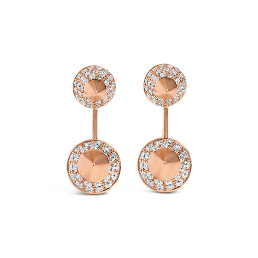 Bids.com 14K Rose Gold 1.00 Cttw Diamond Double Cone Jacket Stud Earring (G-H Color, SI1-SI2 Clarity) Earrings White Smoke Rose.Gold / 1.07