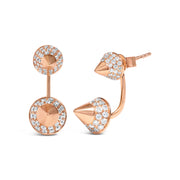 Bids.com 14K Rose Gold 1.00 Cttw Diamond Double Cone Jacket Stud Earring (G-H Color, SI1-SI2 Clarity) Earrings White Smoke Rose.Gold / 1.07