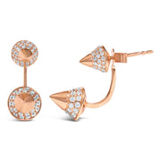 Bids.com 14K Rose Gold 1.00 Cttw Diamond Double Cone Jacket Stud Earring (G-H Color, SI1-SI2 Clarity) Earrings White Smoke Rose.Gold / 1.07