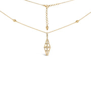 Bids.com 14K Yellow Gold 1.0 Cttw Diamond Studded Geometric Double Pyramid 18" Pendant Necklace (G-H Color, SI1-SI2 Clarity) Necklaces White Smoke Yellow.Gold / 0.954