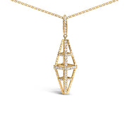 Bids.com 14K Yellow Gold 1.0 Cttw Diamond Studded Geometric Double Pyramid 18" Pendant Necklace (G-H Color, SI1-SI2 Clarity) Necklaces White Smoke Yellow.Gold / 0.954