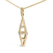 Bids.com 14K Yellow Gold 1.0 Cttw Diamond Studded Geometric Double Pyramid 18" Pendant Necklace (G-H Color, SI1-SI2 Clarity) Necklaces White Smoke Yellow.Gold / 0.954
