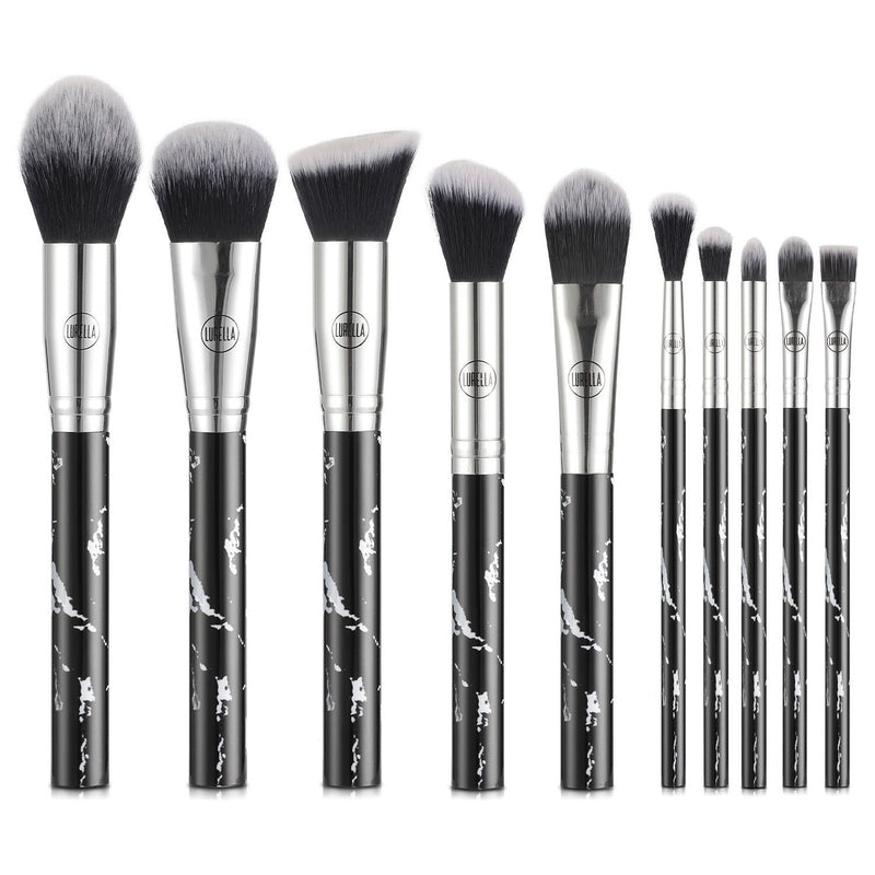 Lurella Cosmetics Deluxe Marble Brush Set Brush Set Dark Slate Gray Black,Pink,White